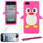 Ebeststar � etui housse coque pingouin silicone souple design fun pour apple iphone 5s, 5, couleur rose ...