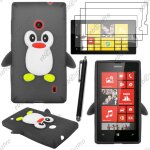 Ebeststar � etui housse coque pingouin silicone souple design fun pour nokia lumia 520, couleur noir ...