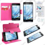 Ebeststar ® housse coque etui portefeuille folio book livre simili cuir pour wiko getaway, couleur rose ...