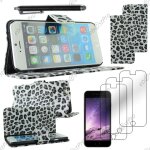 Ebeststar � housse coque etui portefeuille pu cuir folio book livre motif leopard pour apple iphone 6s ...