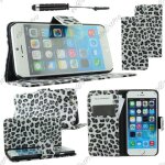 Ebeststar ® housse coque etui portefeuille pu cuir folio book livre motif leopard pour apple iphone ...