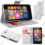 Ebeststar ® housse coque etui portefeuille support folio simi cuir pour nokia lumia 630, couleur blanc ...