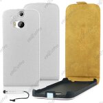 Ebeststar � housse coque etui en pu cuir a rabat + film + mini stylet pour htc one m8 2014, couleur blanc ...