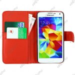 Ebeststar � - housse coque etui simi cuir portefeuille couleur rouge pour samsung galaxy s5 g900 / sm ...
