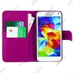 Ebeststar  - housse coque etui simi cuir portefeuille couleur violet pour samsung galaxy s5 g900 / sm ...