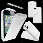 Ebeststar ® housse coque etui simili cuir a rabat vertical pour apple iphone 4s, 4, couleur blanc + ...