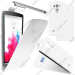 Ebeststar ® housse coque etui simili cuir � rabat vertical pour lg g3 d855, couleur blanc + stylet + ...