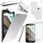 Ebeststar ® housse coque etui simili cuir � rabat vertical pour motorola nexus 6, nexus x, couleur blanc ...