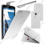 Ebeststar ® housse coque etui simili cuir � rabat vertical pour motorola nexus 6, nexus x, couleur blanc ...