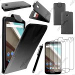 Ebeststar ® housse coque etui simili cuir � rabat vertical pour motorola nexus 6, nexus x, couleur noir ...