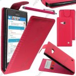 Ebeststar ® housse coque etui simili cuir a rabat vertical pour nokia lumia 735 730 dual, couleur rose ...