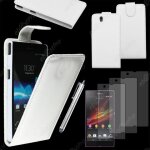Ebeststar ® housse coque etui simili cuir � rabat vertical pour sony xperia z c6602, l36h, couleur blanc ...