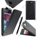Ebeststar ® housse coque etui simili cuir a rabat vertical pour wiko highway 4g, couleur noir + stylet ...