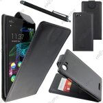 Ebeststar ® housse coque etui simili cuir a rabat vertical pour wiko ridge fab 4g, couleur noir + stylet ...