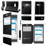 Ebeststar ® housse coque etui smart view cover type s - view portefeuille livre pour nokia lumia 735 ...