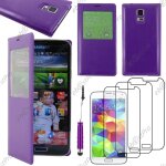 Ebeststar � housse coque etui smart view cover type s - view portefeuille livre pour samsung galaxy s5 ...