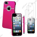 Ebeststar ® housse coque rigide silver - line chrom� pour apple iphone 5s, 5, couleur rose + stylet ...