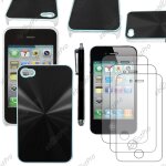Ebeststar ® housse coque rigide style aluminium chrom� pour apple iphone 4s, 4, couleur noir + stylet ...