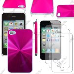 Ebeststar ® housse coque rigide style aluminium chrom� pour apple iphone 4s, 4, couleur rose + stylet ...