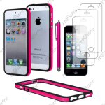 Ebeststar � housse etui coque bumper de protection pour apple iphone 5s, 5, couleur rose bord noir + ...