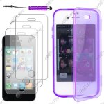 Ebeststar � housse etui coque portefeuille livre silicone gel pour apple iphone 4s, 4, couleur violet ...