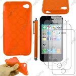 Ebeststar � housse etui coque souple silicone gel motif cercle pour apple iphone 4s, 4, couleur orange ...
