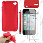 Ebeststar � housse etui coque souple silicone gel motif cercle pour apple iphone 4s, 4, couleur rouge ...