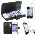 Ebeststar ® housse portefeuille coque etui protection folio pour apple iphone 4s, 4, couleur noir + ...