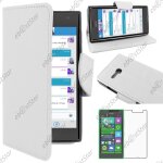 Ebeststar ® housse portefeuille coque etui protection folio pour nokia lumia 735 730 dual, couleur blanc ...