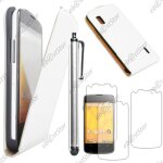 Ebeststar ® pour lg nexus 4 e960 - housse coque etui en pu cuir � rabat ultra fine (slim case) + stylet ...