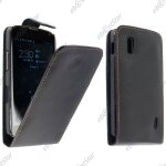 Ebeststar  pour lg nexus 4 e960 - housse coque etui simili cuir a rabat vertical, couleur noir [dimensions ...