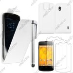 Ebeststar ® pour lg nexus 4 e960 - housse coque etui simili cuir � rabat vertical + stylet + 3 film ...