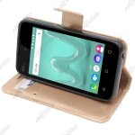 Ebeststar ® pour wiko sunny 2 - housse coque etui portefeuille support folio simi cuir, couleur or / ...