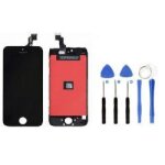 Ecran lcd et vitre tactile - iphone 5s / se noir + verre tremp� + outils