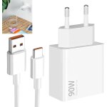 Elvorix - 90w chargeur turbo hypercharge avec 6a c�ble usb c 1m pour xiaomi 14t 14 13 ultra poco x7 pro ...