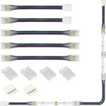 Ensemble de connecteurs de bande led 10mm a 4 broches pour bandes led rvb, connecteur de ruban led, extension ...