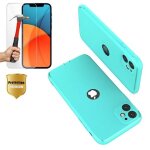 Ensemble coque pour iphone 13 mini (5, 4') anti - choc tpu vert + verre trempe