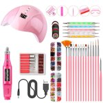 Ensemble d'outils de manucure 50 pices, lampe a ongles intelligente, broyeur, stylo a ongles usb, ensemble ...