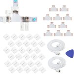 Ersan - 3528 2835 connecteur de bande led 4 broches 8mm, cble dextension de 6. 56ft / 2m avec connecteur ...