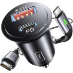 Eryi - allume cigare usb c, 2 ports 60w charge rapide chargeur voiture avec [1m] 100w cble qc 3. 0 type ...