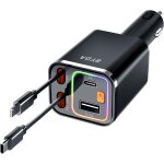 Eryi - chargeur de voiture r�tractable 4 en 1, chargeur de voiture usb c, adaptateur allume - cigare, ...