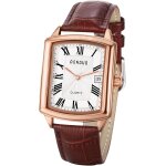 Eryi - montres pour hommes en cuir rectangulaire : marron montre a quartz analogique pour homme montre ...
