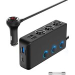 Eryi - pd 30w adaptateur prise multi allume - cigare, 12v / 24v chargeur de voiture a 3 prises usb avec ...