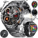 Esfoe montre connecte homme avec torche led, 1, 43  amoled montre connecte militaire avec 530mah akku ...