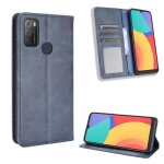 Etui pour alcatel 1s 2021 fermeture magnétique portefeuille cuir pu - bleu Etui pour alcatel 1s 2021 fermeture magnétique portefeuille cuir pu - bleu
