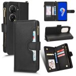 Etui pour asus zenfone 9 titulaire de la carte magntique pu cuir flip portefeuille a fermeture eclair ...