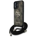 Etui bandouli�re guess 4g avec grand logo et cordon pour iphone 16 (marron)