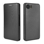 Etui pour blackberry keyone fibre de carbone magntique coque en cuir folio flip protection complte ...