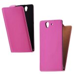 Etui coque housse slim a clapet rabat sony xperia z l36h - rose