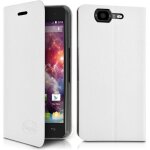 Etui coque a rabat fonction support couleur blanc pour wiko highway 4g + film de protection
